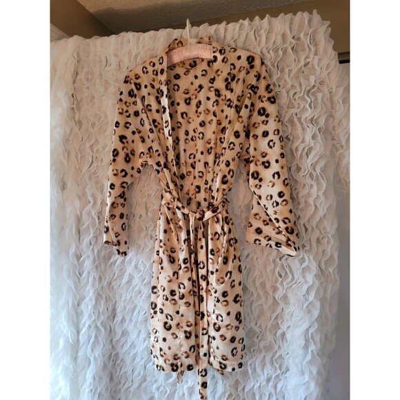 Valerie Stevens Intimates Sexy Leopard Print Lounge Robe S - Picture 1 of 7